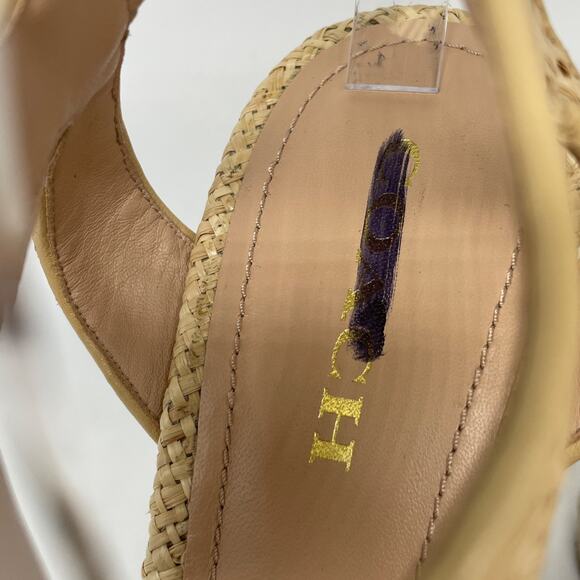 Coach Womens Nelly Raffia Ankle Strap Espadrille Platform High Heel Sandals 10 B - Picture 8 of 15